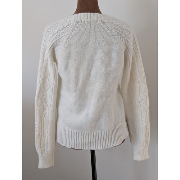 Elsamanda Anthropologie White Cable-Knit Italian Sweater Wool Alpaca Blend S - Picture 3 of 9